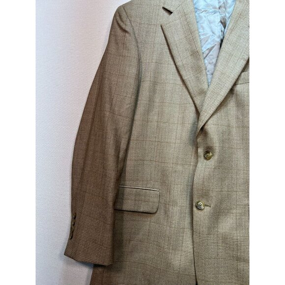 Jos. A. Bank Mens Wool 2 Button Sport Jacket Long Sleeve Size 41 Tan Houndstooth - Picture 9 of 14
